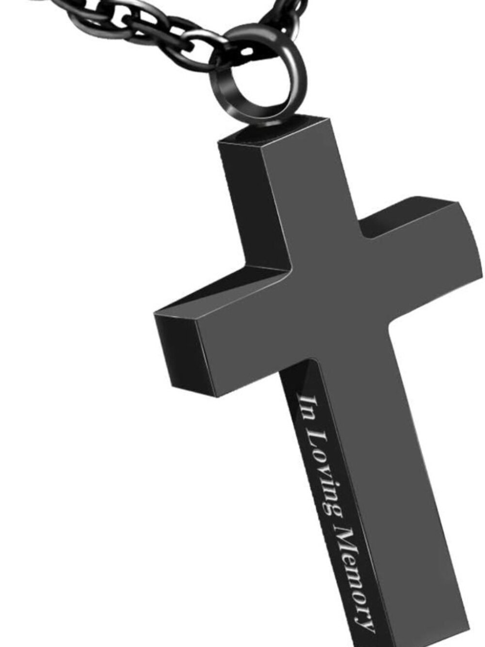 Cremation Cross Necklace for Ashes - Stainless Steel Urn Pendant Memorial